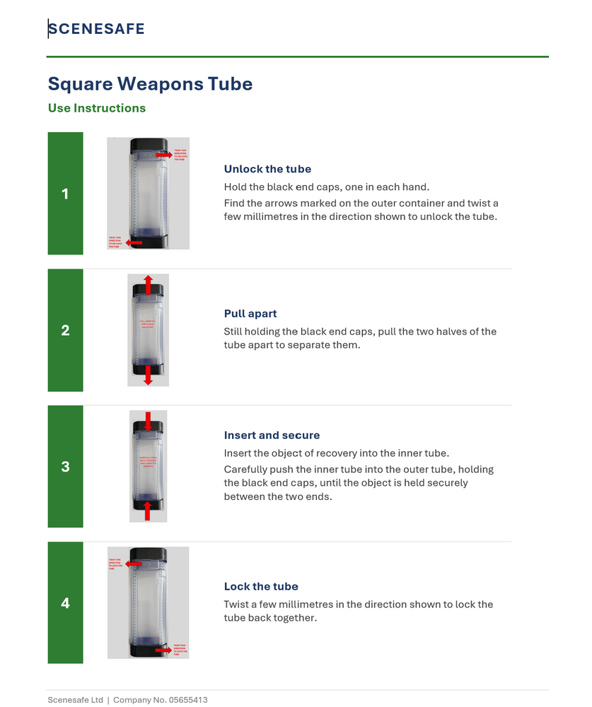 Forensic DNA Grade Square Weapons Tubes - With End Caps