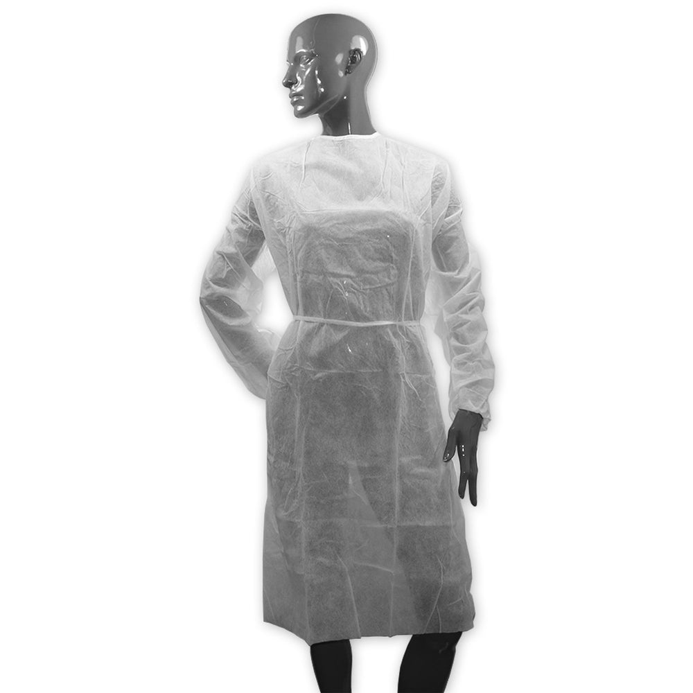 Examination Gown, White, Long Sleeves