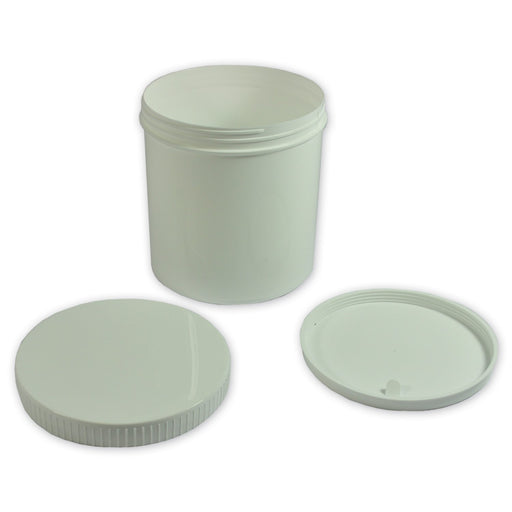 Polypropylene White Jar + Lid, 1000ml