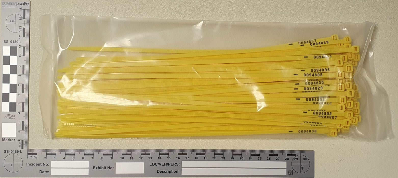 Yellow Cable Tie 300mm x 4.8mm Printed